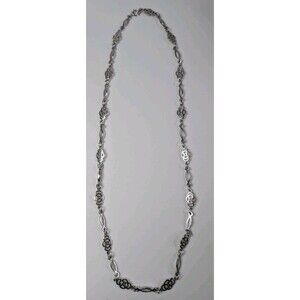Vintage 1953 Crown TRIFARI Milky Way Jewels Silver Tone 32" Filigree Necklace